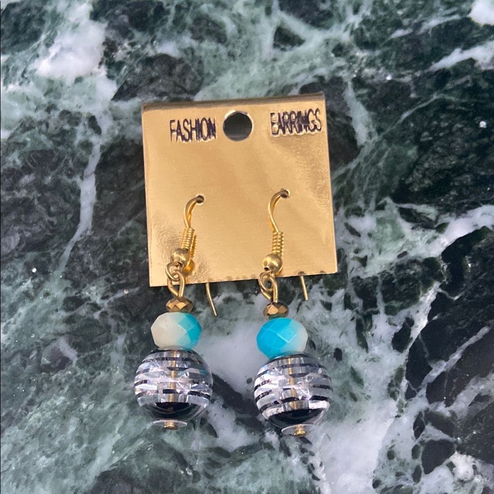 Gold and Blue Fashion Earrings